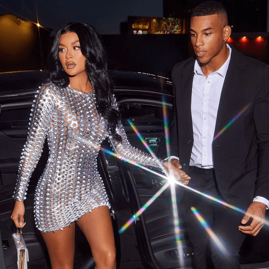 Metallic Cut-Out Long-Sleeve Bodycon Mini Dress 3