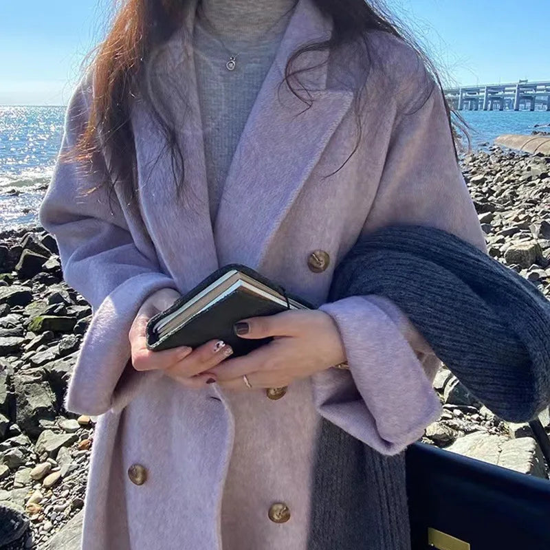 Turn-Down Collar Cashmere Wool Overcoat