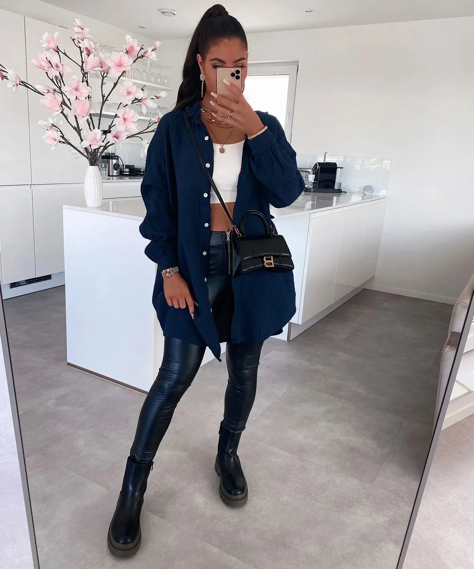 Solid Color Loose Style Blouse Cotton Autumn New Women Winter Coats - Fashionpara