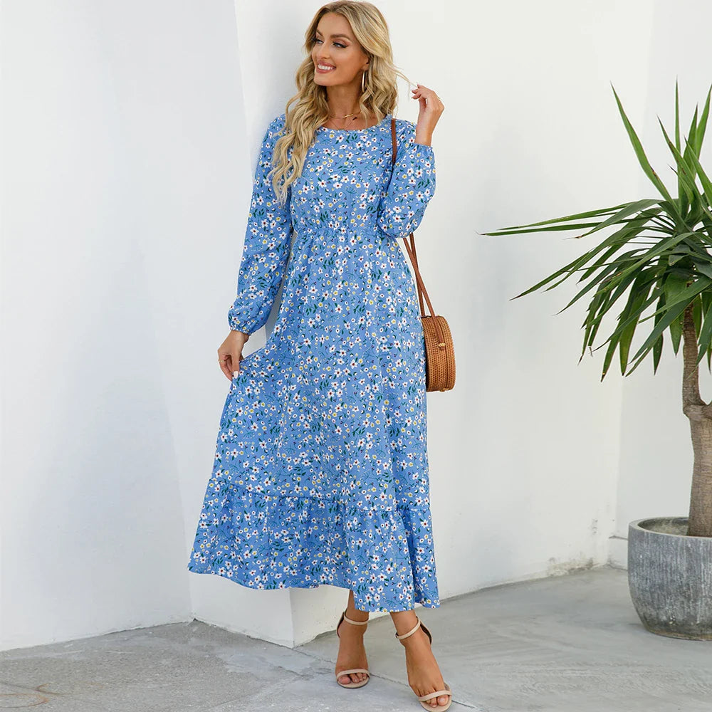 Bohemian Women’s Chiffon Floral Maxi Dress