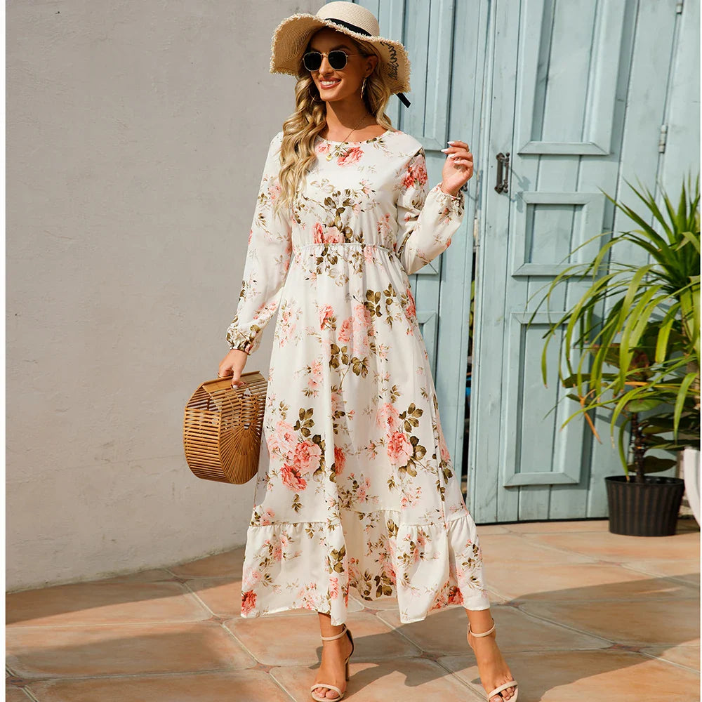 Bohemian Women’s Chiffon Floral Maxi Dress