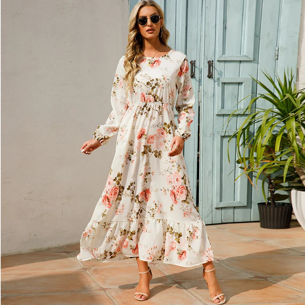 Bohemian Women’s Chiffon Floral Maxi Dress