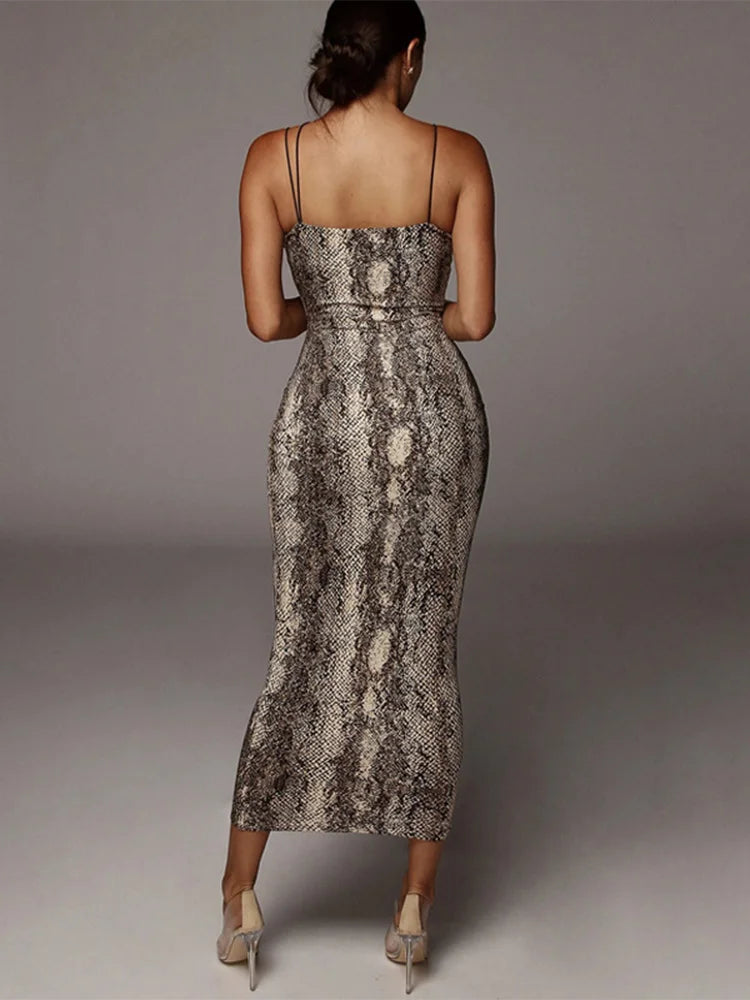 Leopard Print Deep-V Spaghetti-Strap Bodycon Dress 5