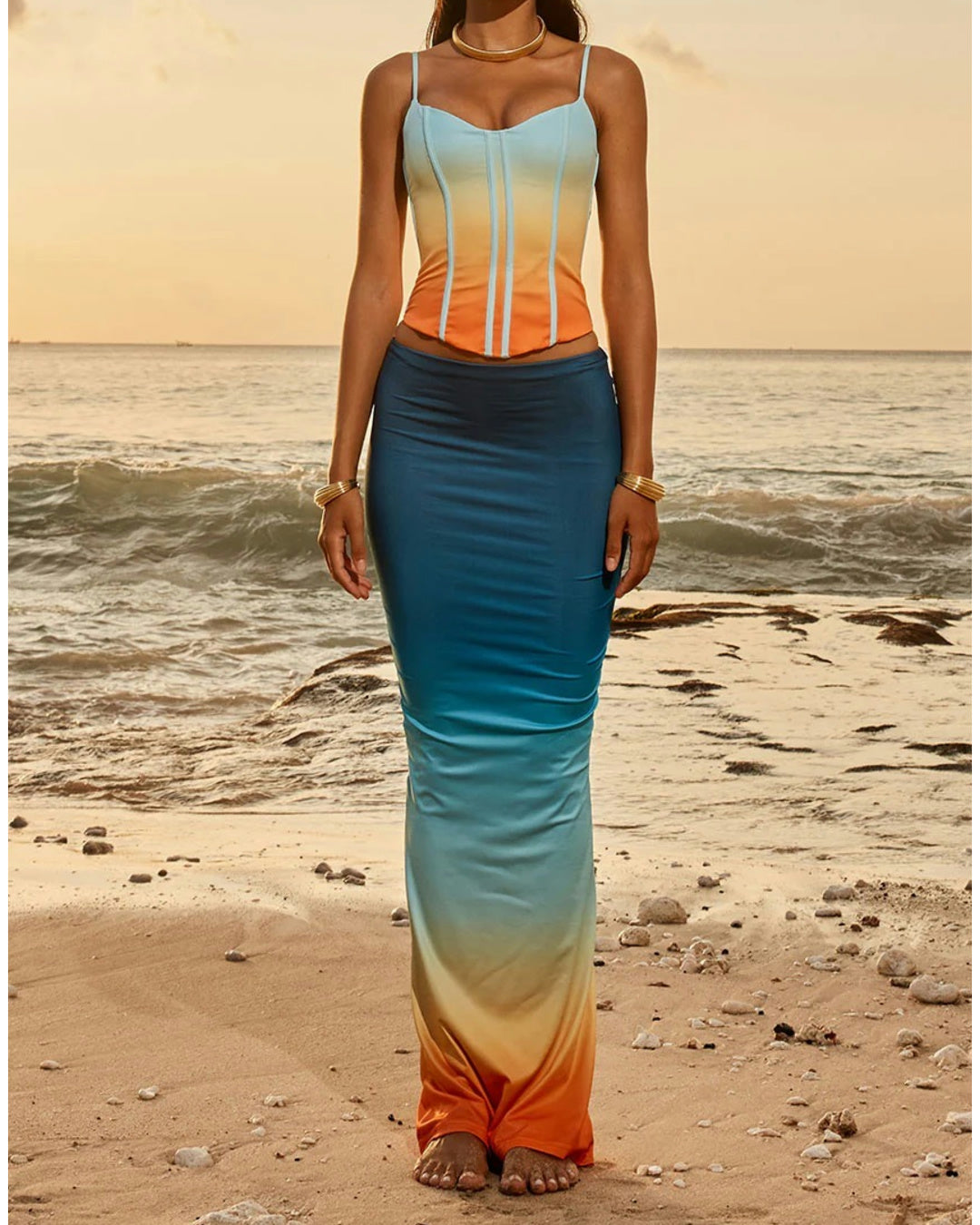 Colorful Tight Maxi Dress - Fashionpara