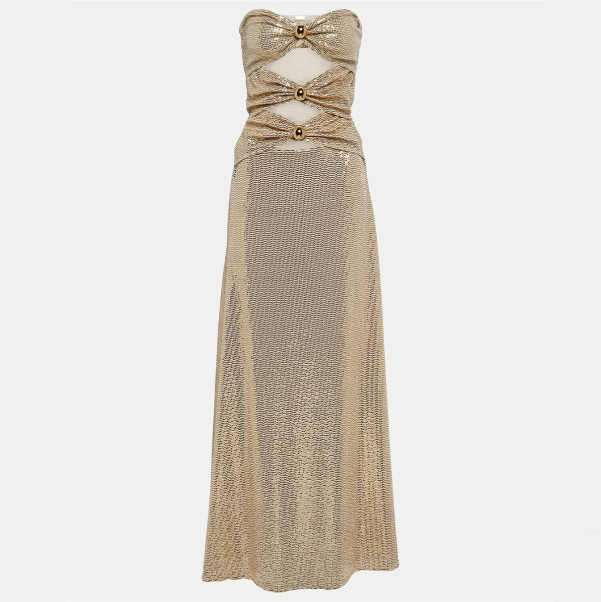 Crystal Embellished Strapless Cutout Column Gown 12