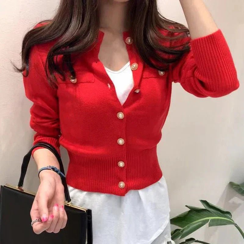 Elegant Short Vintage Knit Casual Cardigan