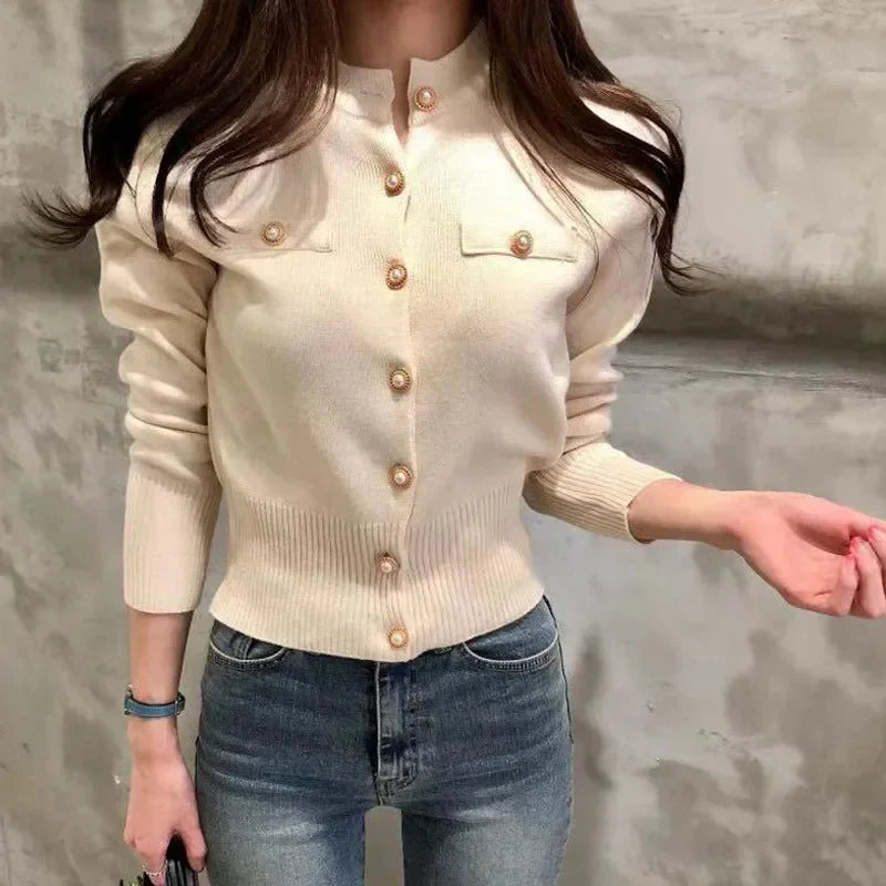 Elegant Short Vintage Knit Casual Cardigan