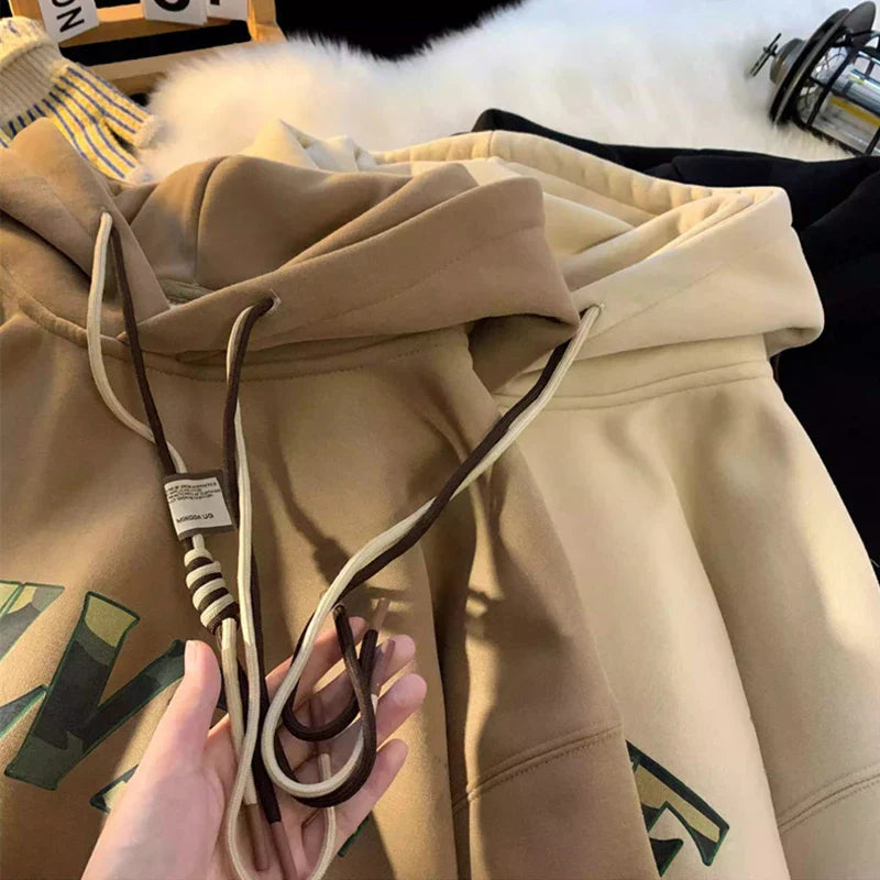 Camouflage Letter Print Punk Y2K Hoodie