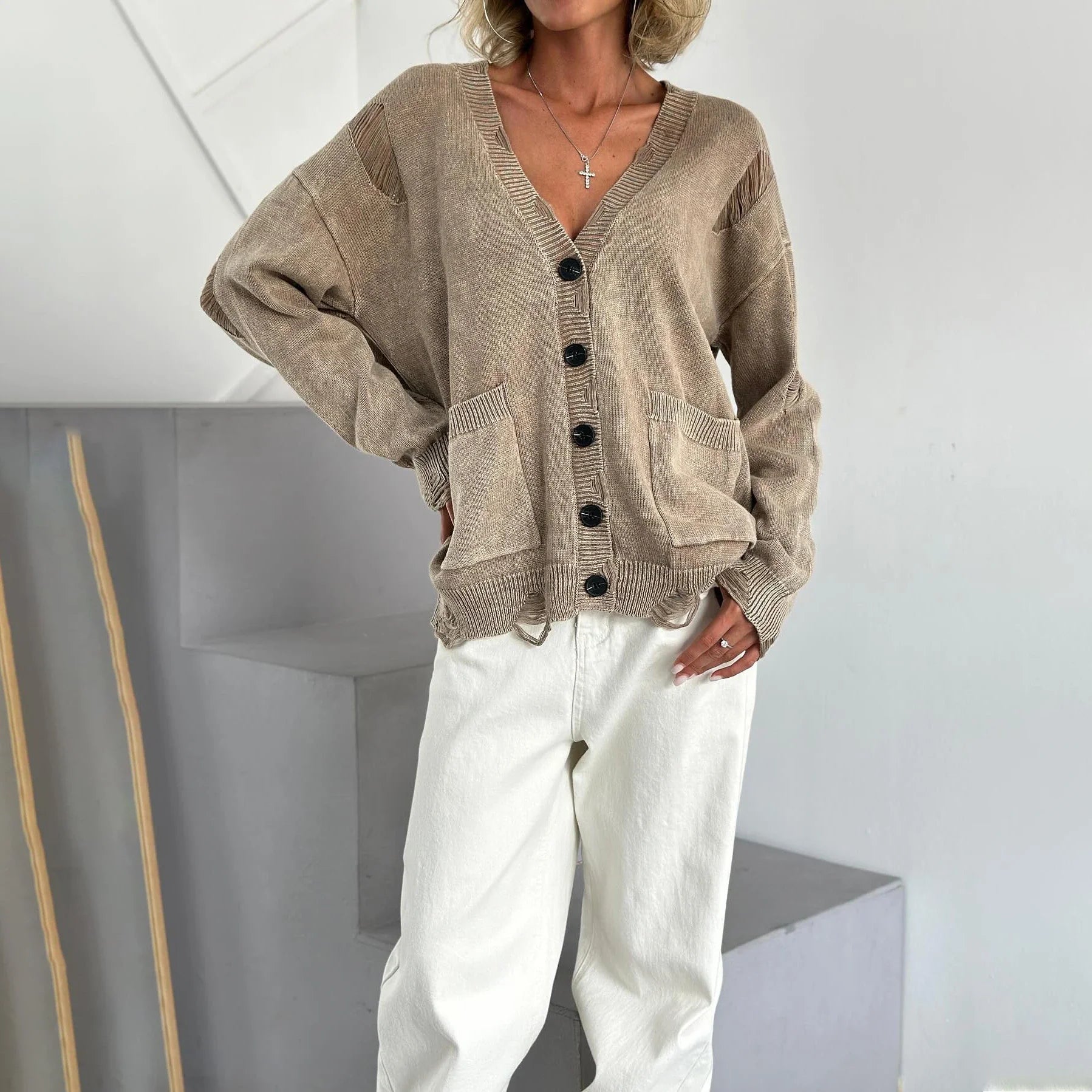 Retro Oversized Soft Button Knitted Cardigan