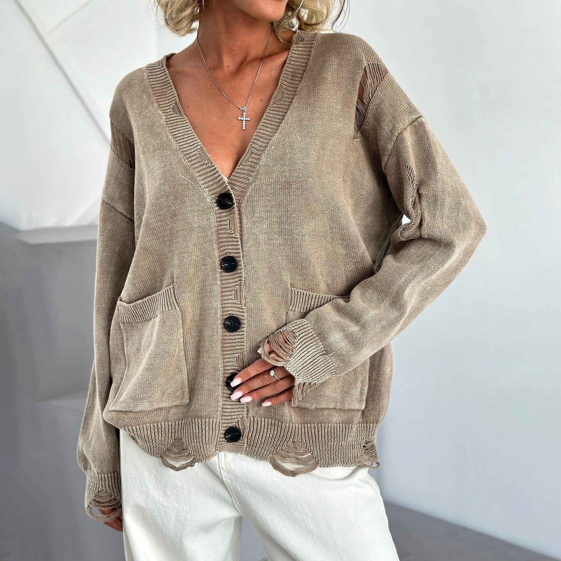 Retro Oversized Soft Button Knitted Cardigan
