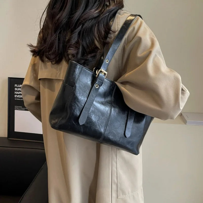 Korean Retro PU Leather Shoulder Bag