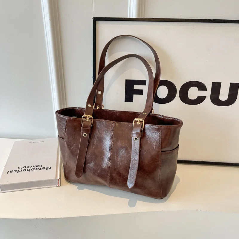 Korean Retro PU Leather Shoulder Bag