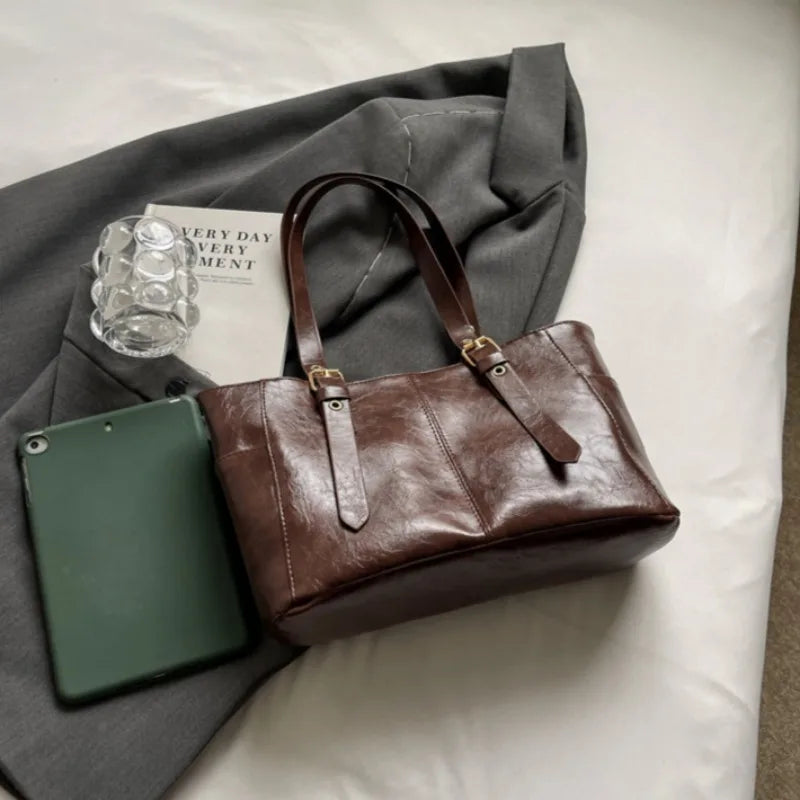 Korean Retro PU Leather Shoulder Bag