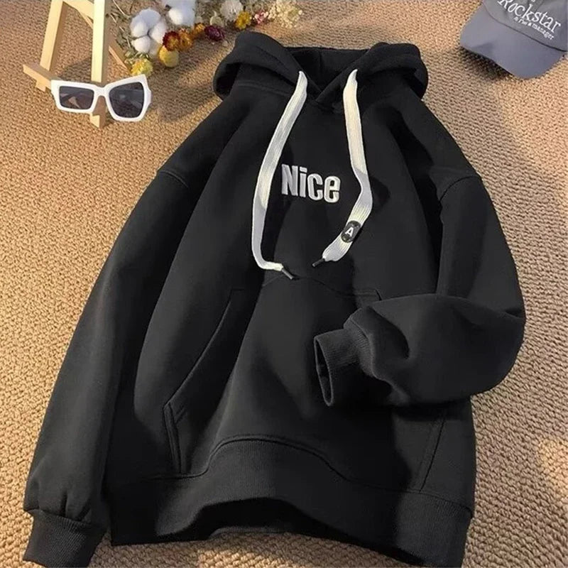 Nice Letter Print Cotton Fleece Hoodie