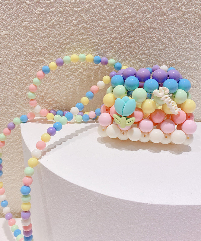 Pink Handmade Woven Kids Girls Crossbody Bag