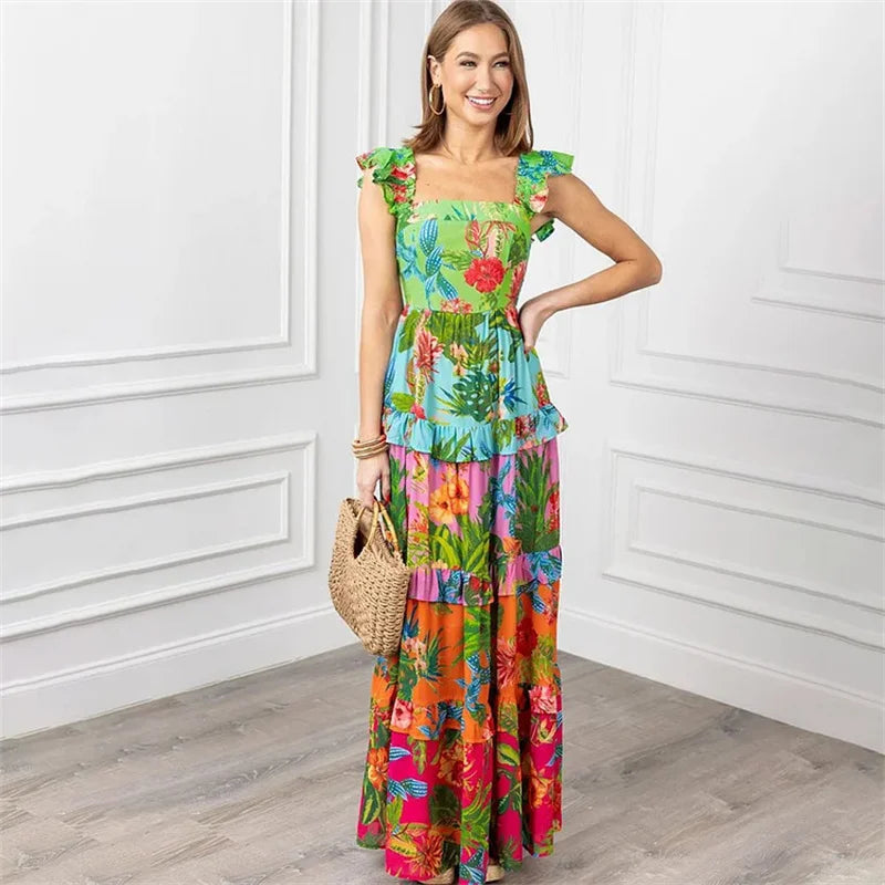 Floral Print Ruffle One Piece Swimsuit