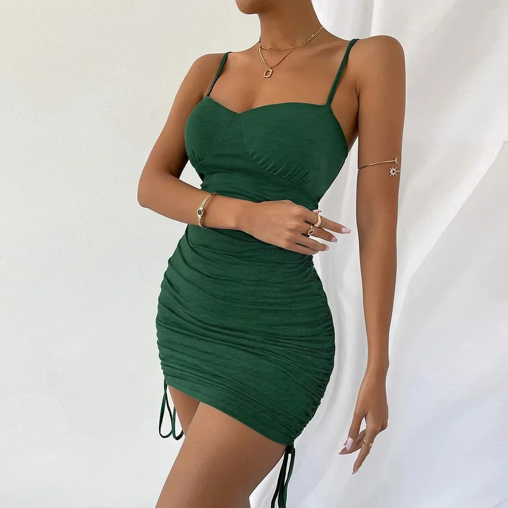 Sweetheart Ruched Drawstring Bodycon Mini Dress 3