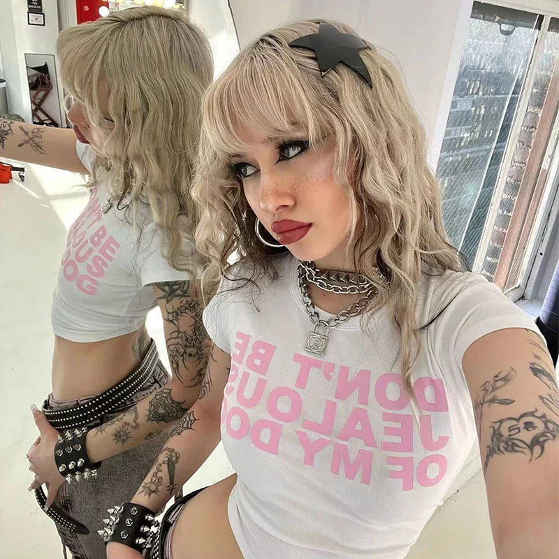 Y2k Harajuku Letter Print Crop Top T-shirt