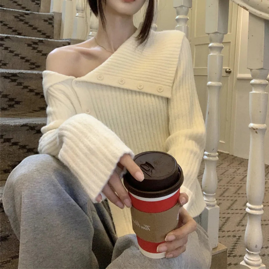 Utton Off Shoulder Gray Sweater 4