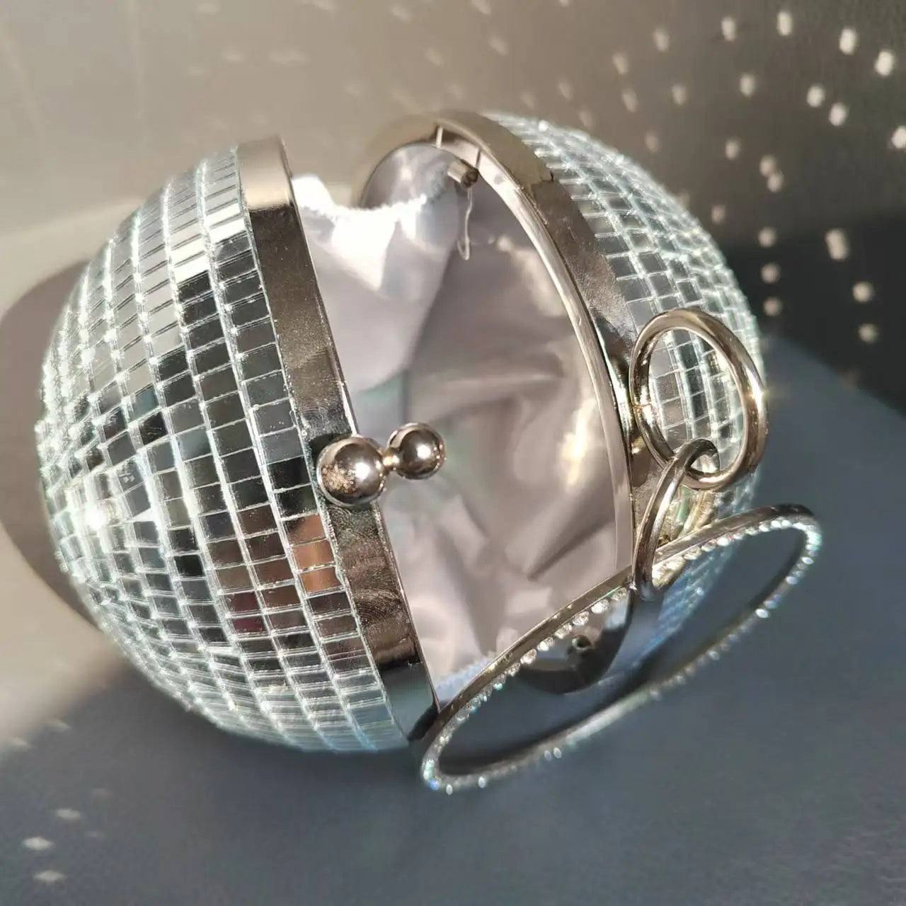 Reflective Disco Ball Party Clutch Wristlet