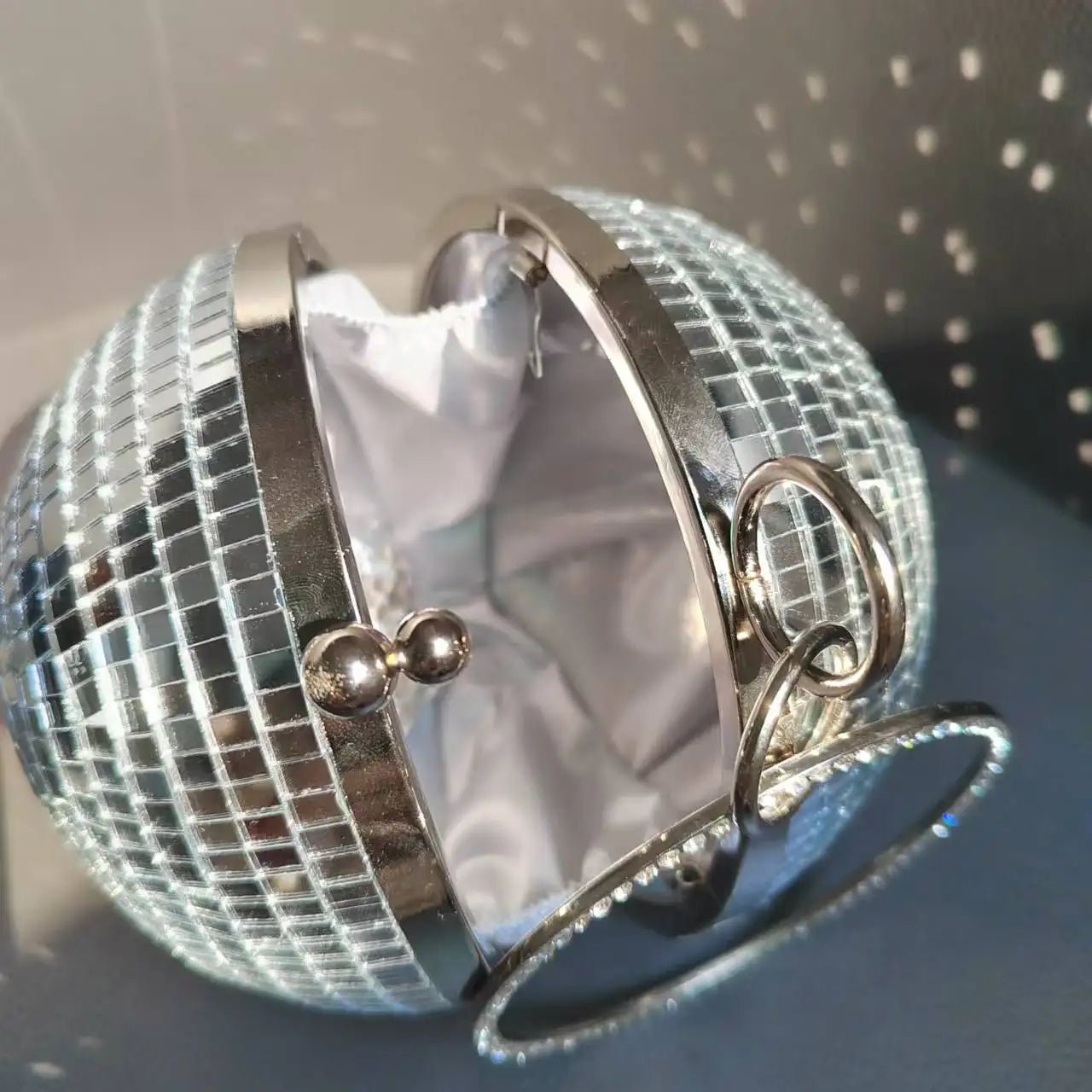 Reflective Disco Ball Party Clutch Wristlet
