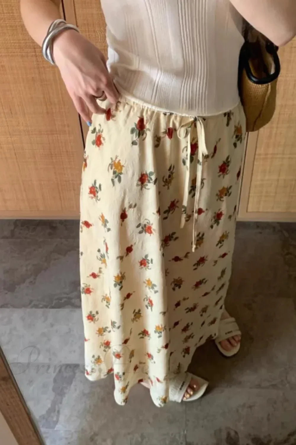 Boho Maxi Skirt High Waist Floral Printed Hippie Rose Chic