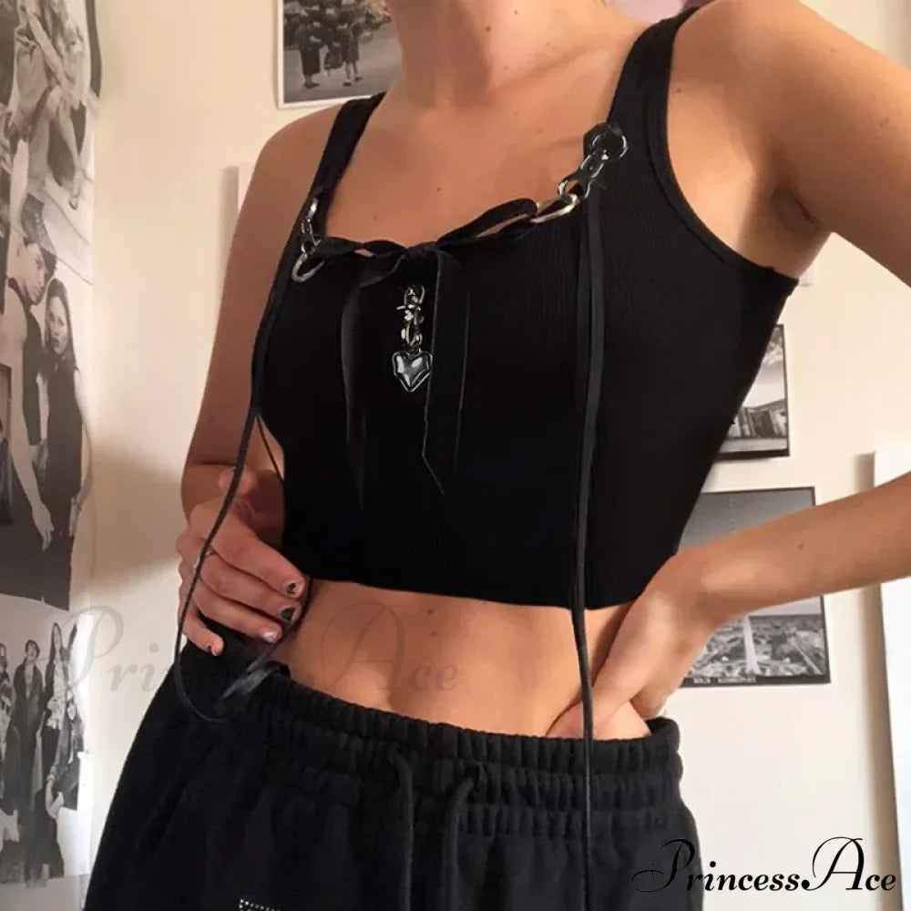 Fashion Personalized Metal Decoration Spicy Girl Crop Top