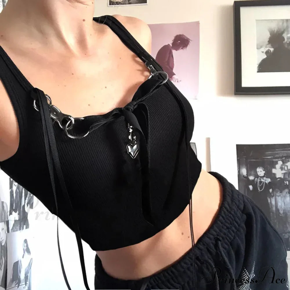 Fashion Personalized Metal Decoration Spicy Girl Crop Top