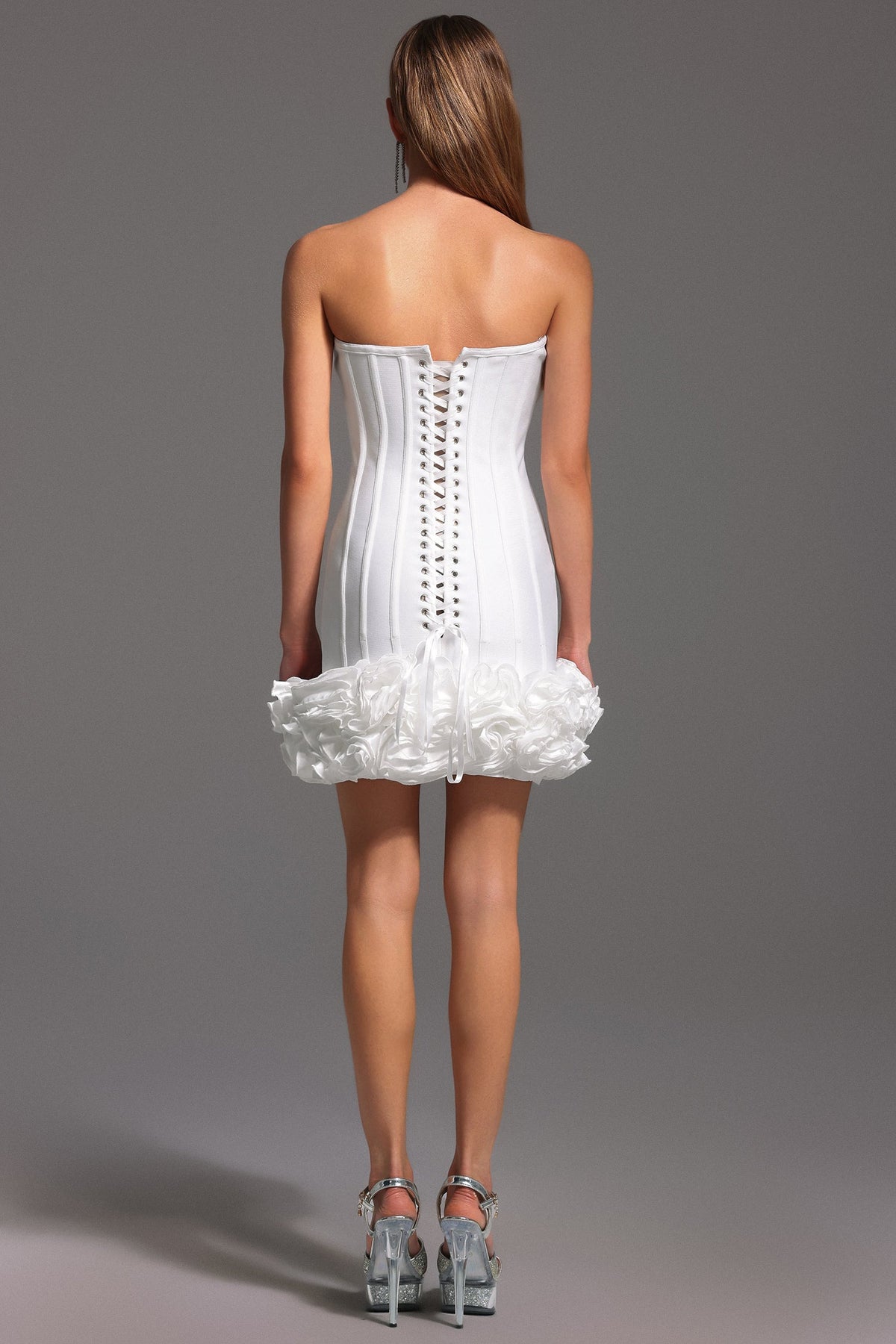 Bandage Strapless Sweetheart Corset Rosette Bodycon Mini Dress - View 6