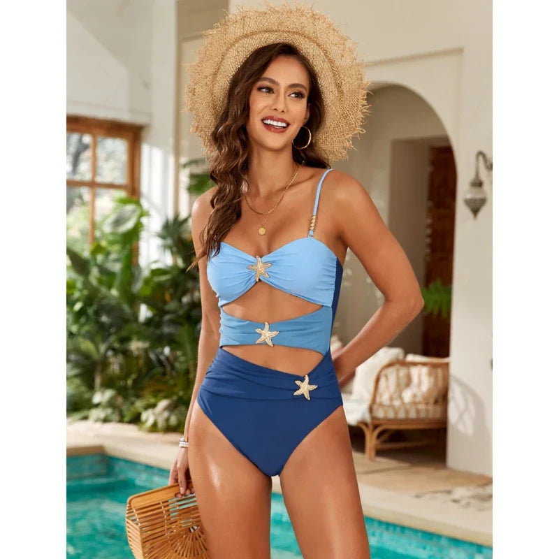 Starfish Hollow Pleate One Piece Swimsuit