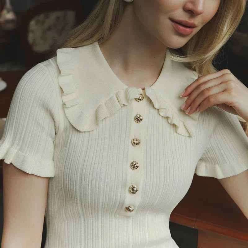 High-Waist Knitted Vintage Mini Dress