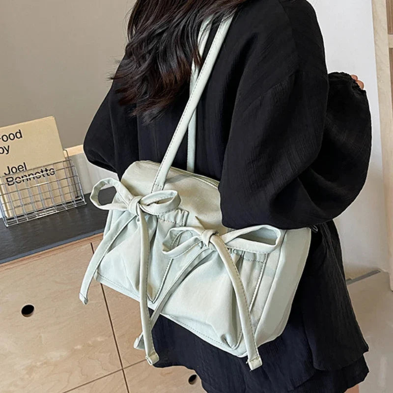 Korean Bow Nylon Foldable Shoulder Bag