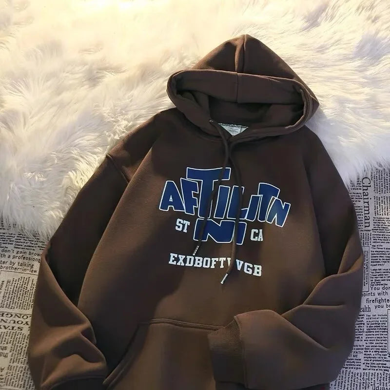 Letter Print Cotton Hoodie