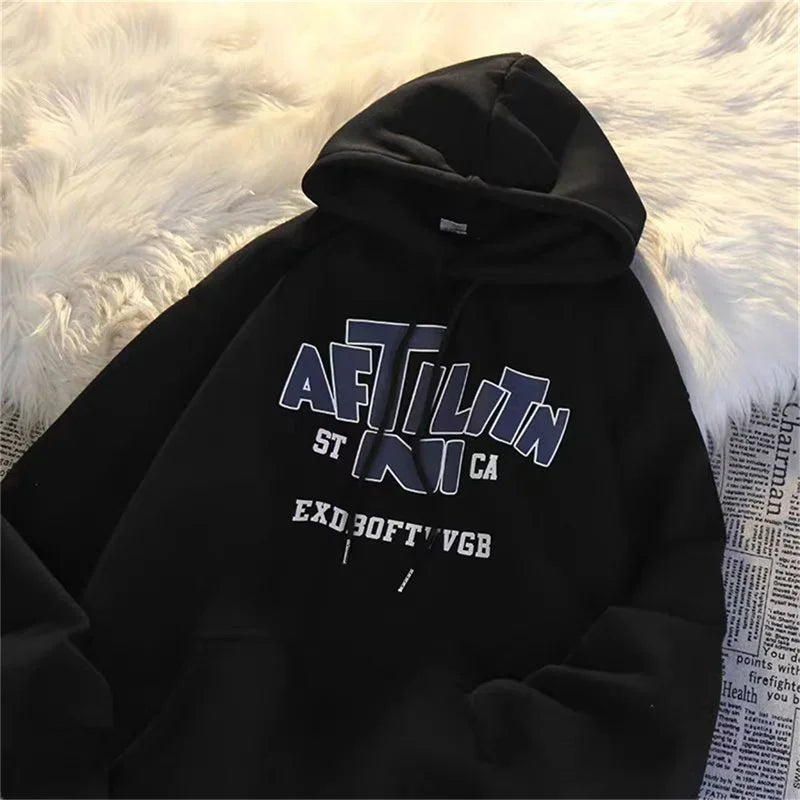 Letter Print Cotton Hoodie