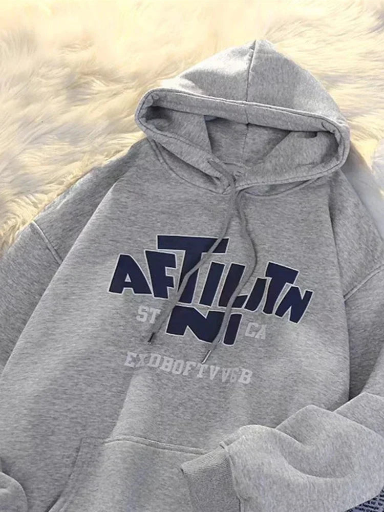 Letter Print Cotton Hoodie