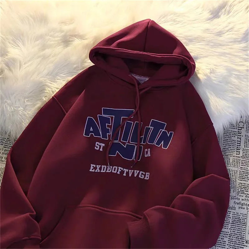 Letter Print Cotton Hoodie