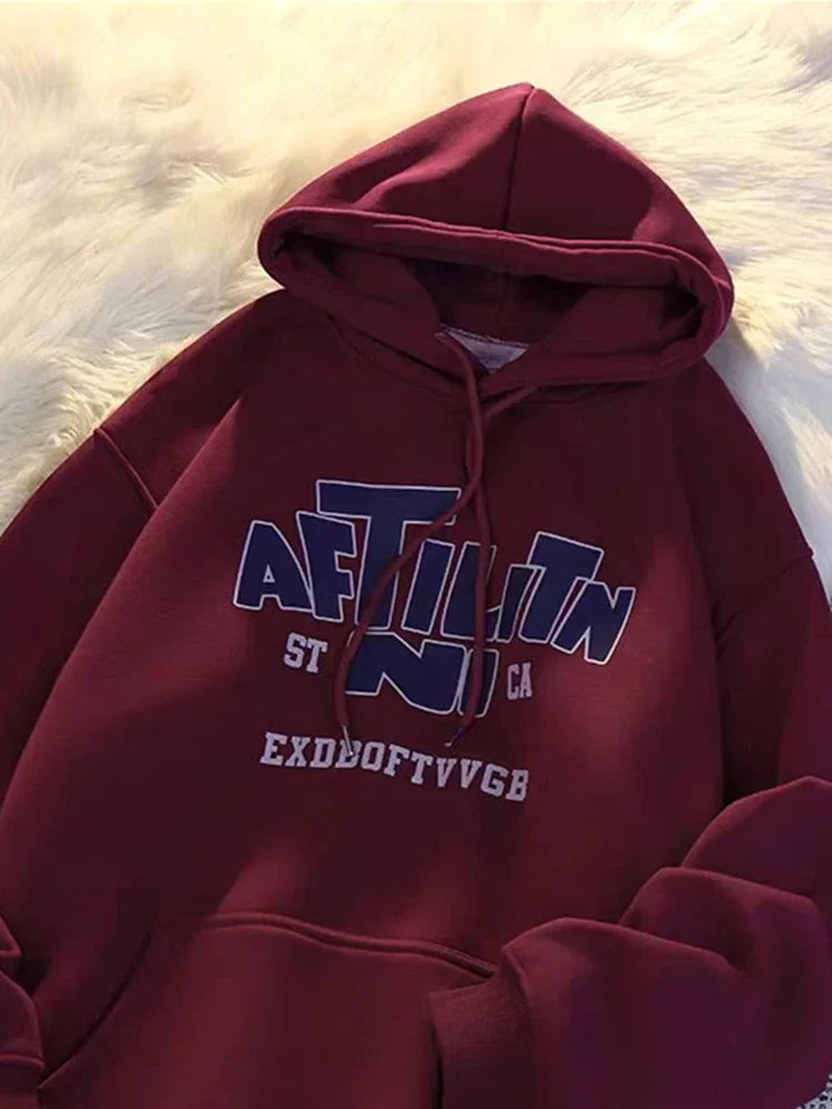 Letter Print Cotton Hoodie