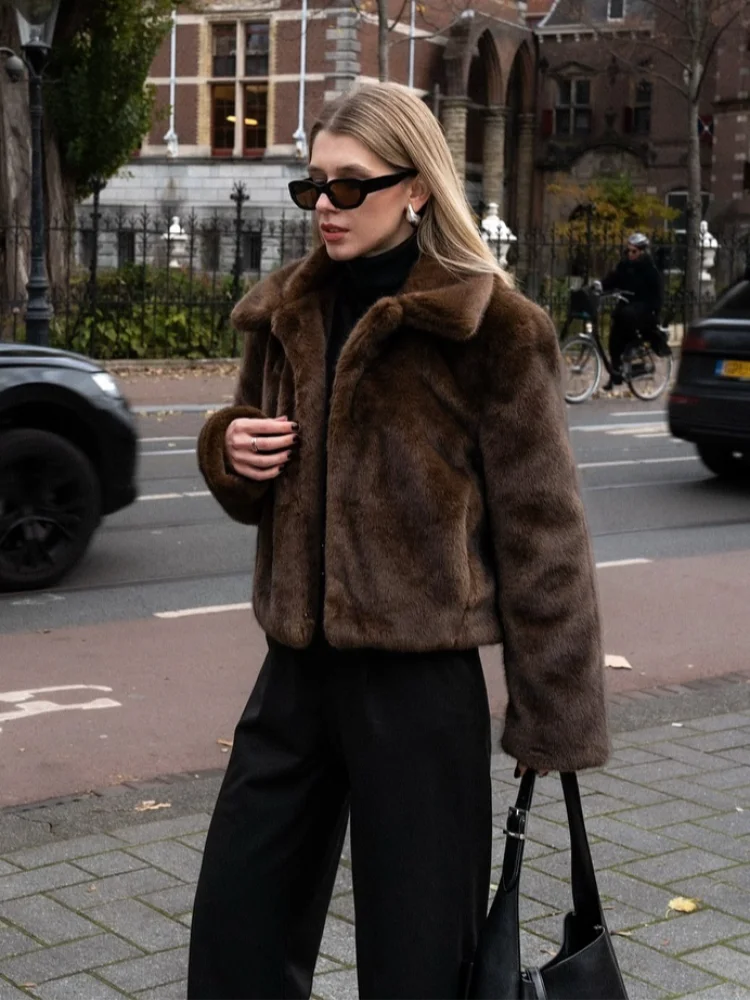 Vintage Brown Stand Collar Loose Coat