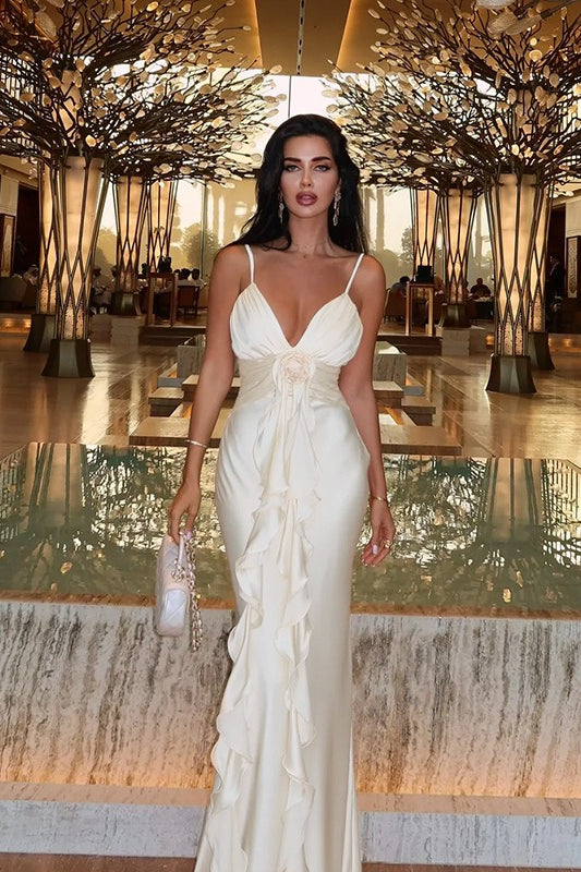 Slim Fit Floral Satin Boho Dress