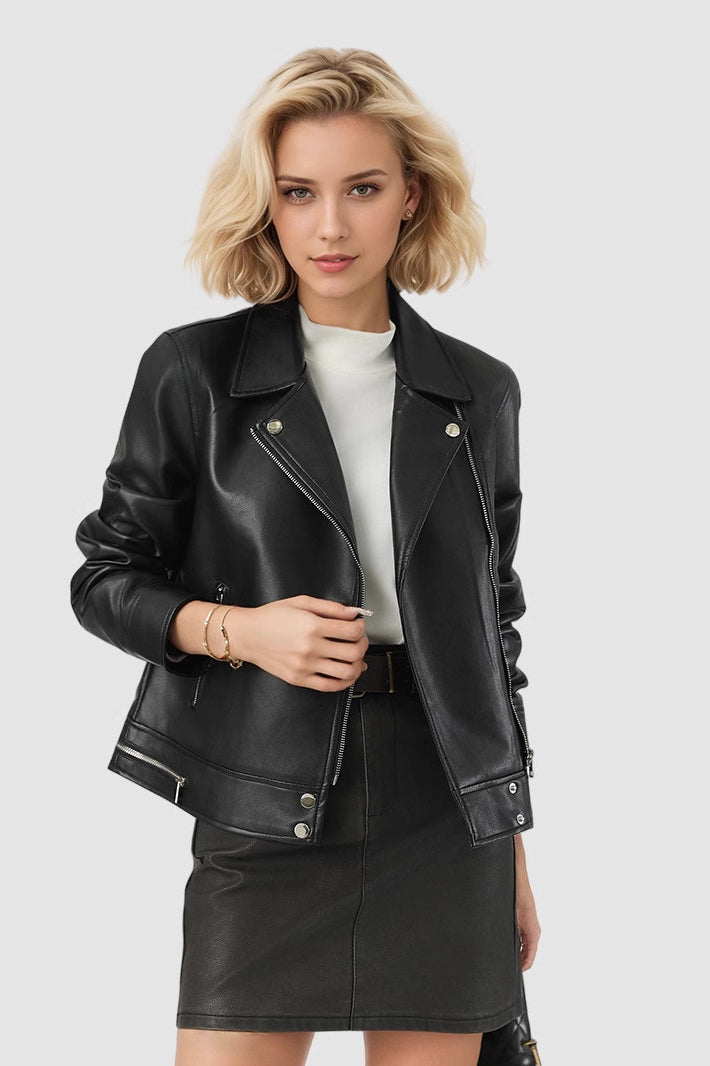Chic Short PU Leather Coat for Effortless Style and Comfort