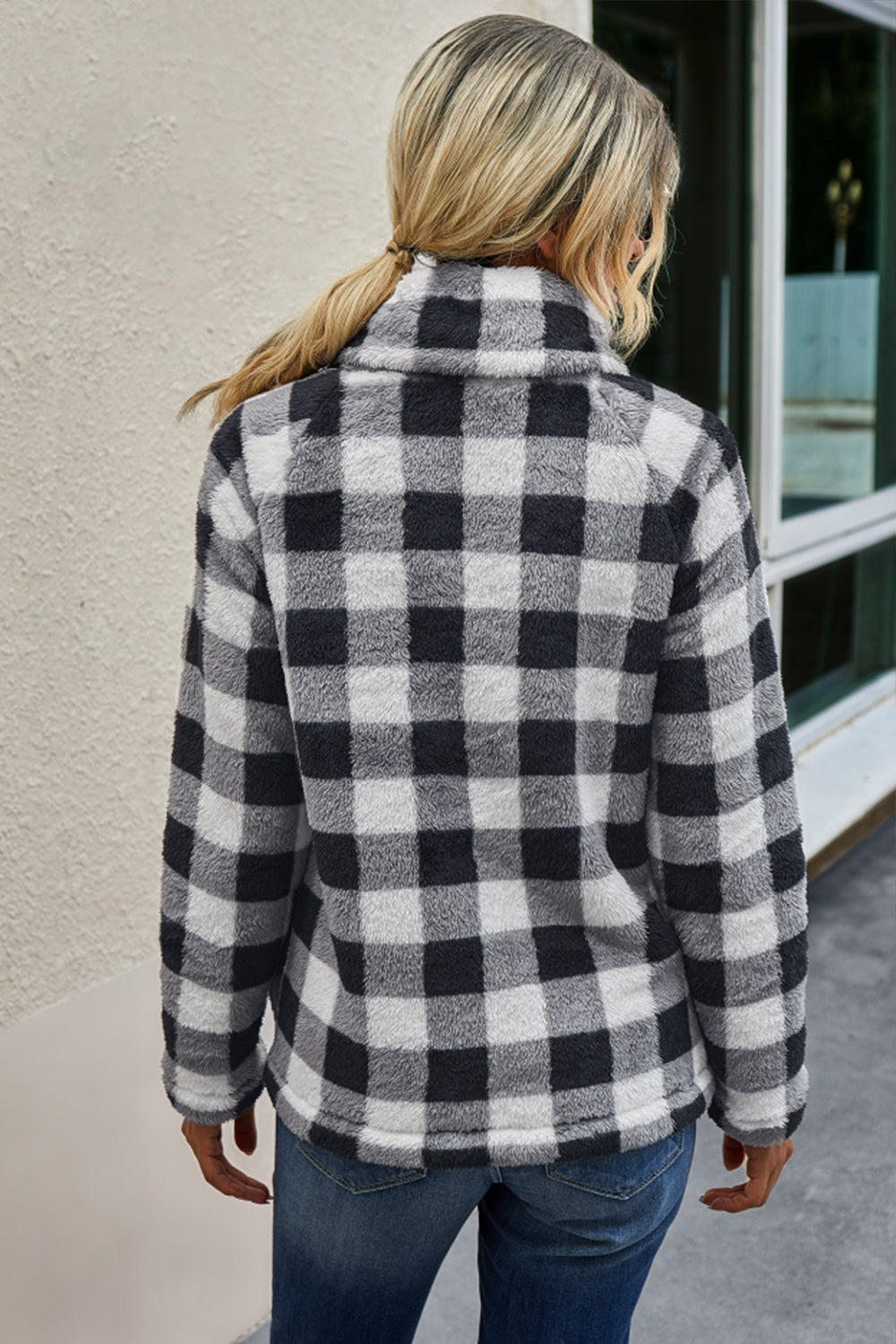 RadyRin Diagonal Plaid Zipper Sweater for Stylish Comfort