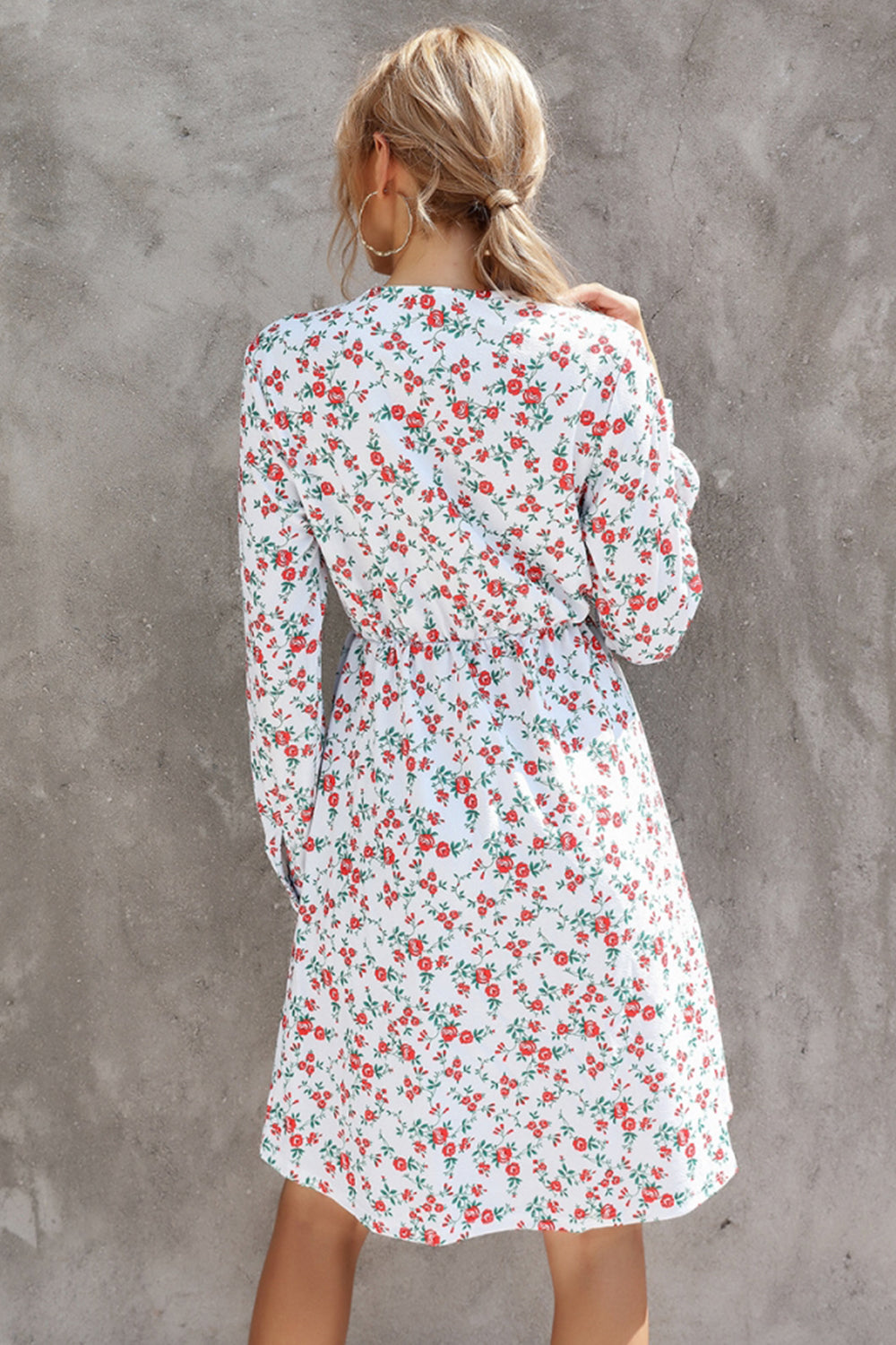 Long Sleeve Printed Loose Dress