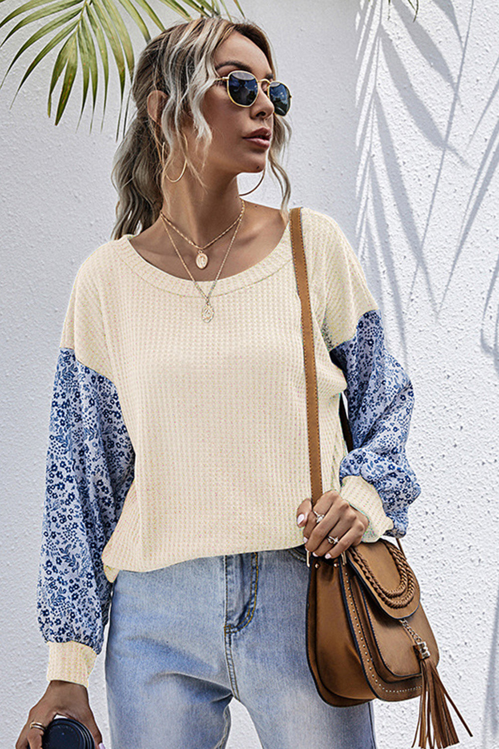 RadyRin Patchwork Long Sleeve Sweater for Effortless Style