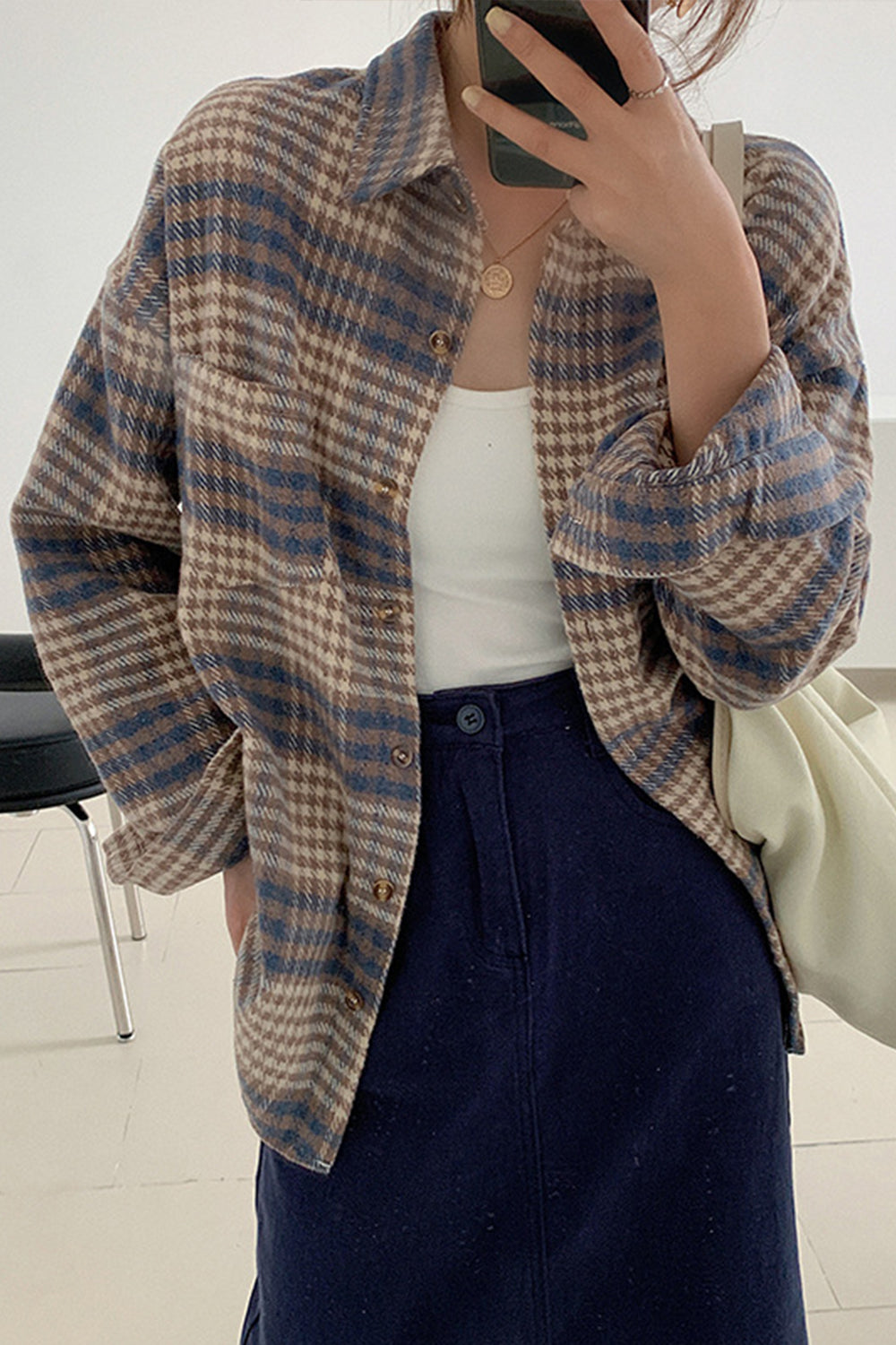 Thickened Tweed Plaid Coat for Cozy Fall Styling