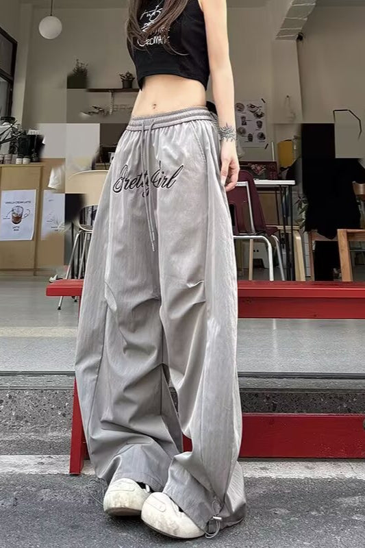 Vintage Hip Hop Curved Blade Wide Leg Cargo Casual Pants