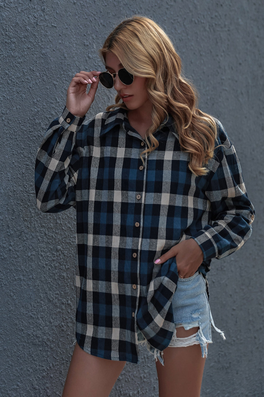 RadyRin Long Sleeve Plaid Cardigan for Effortless Style