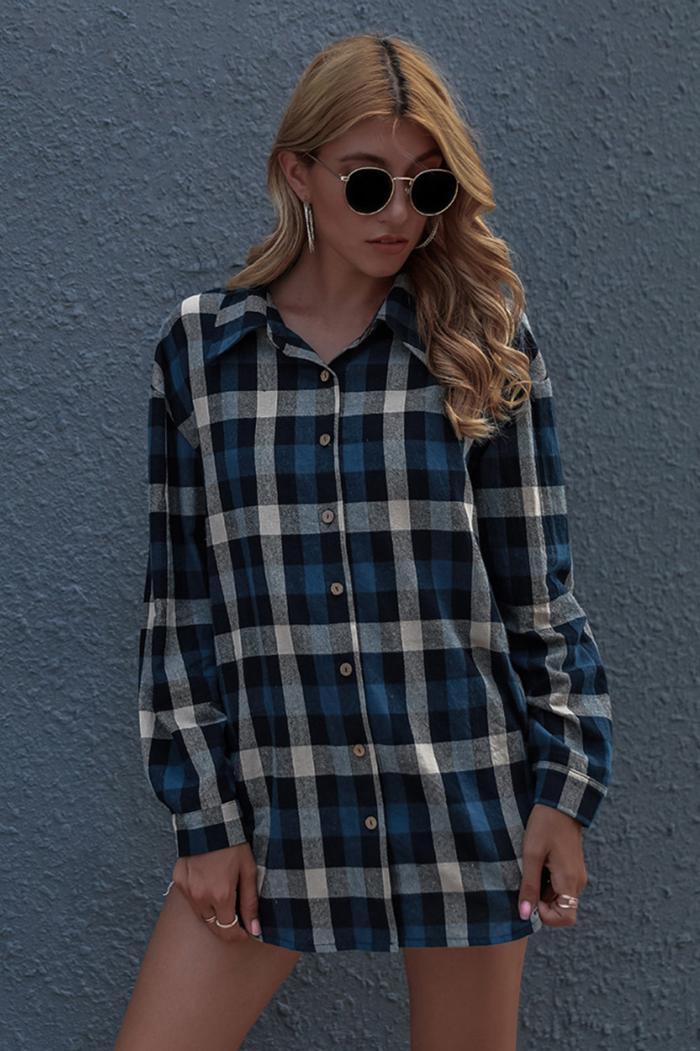 RadyRin Long Sleeve Plaid Cardigan for Effortless Style