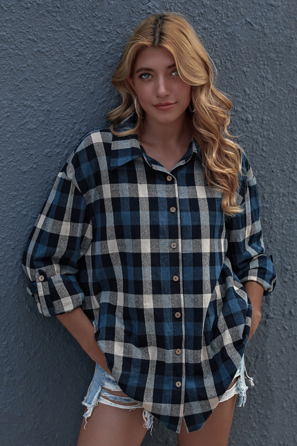 RadyRin Long Sleeve Plaid Cardigan for Effortless Style