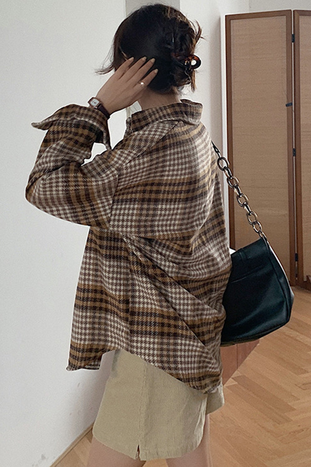 Thickened Tweed Plaid Coat for Cozy Fall Styling