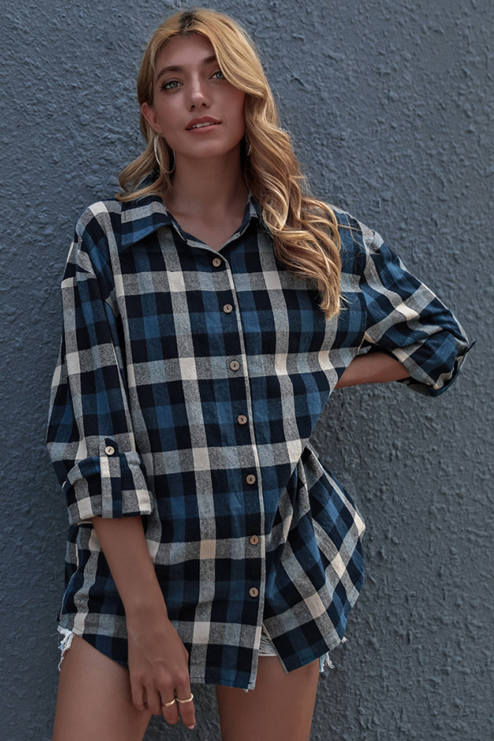 RadyRin Long Sleeve Plaid Cardigan for Effortless Style